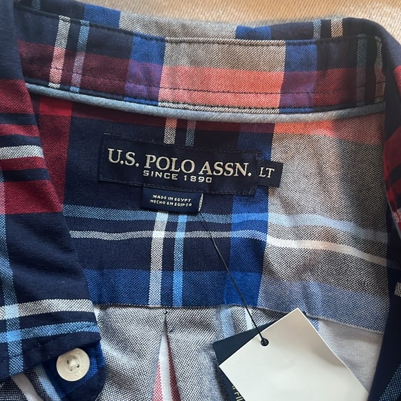 US Polo Assn. Men’s Tall Plaid Long Sleeve Button Down Shirt - Picture 6 of 9